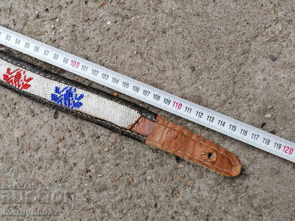 Old handwoven belt with beads blue sash belt costume - 5 Old handwoven belt with beads blue sash belt costume - 5