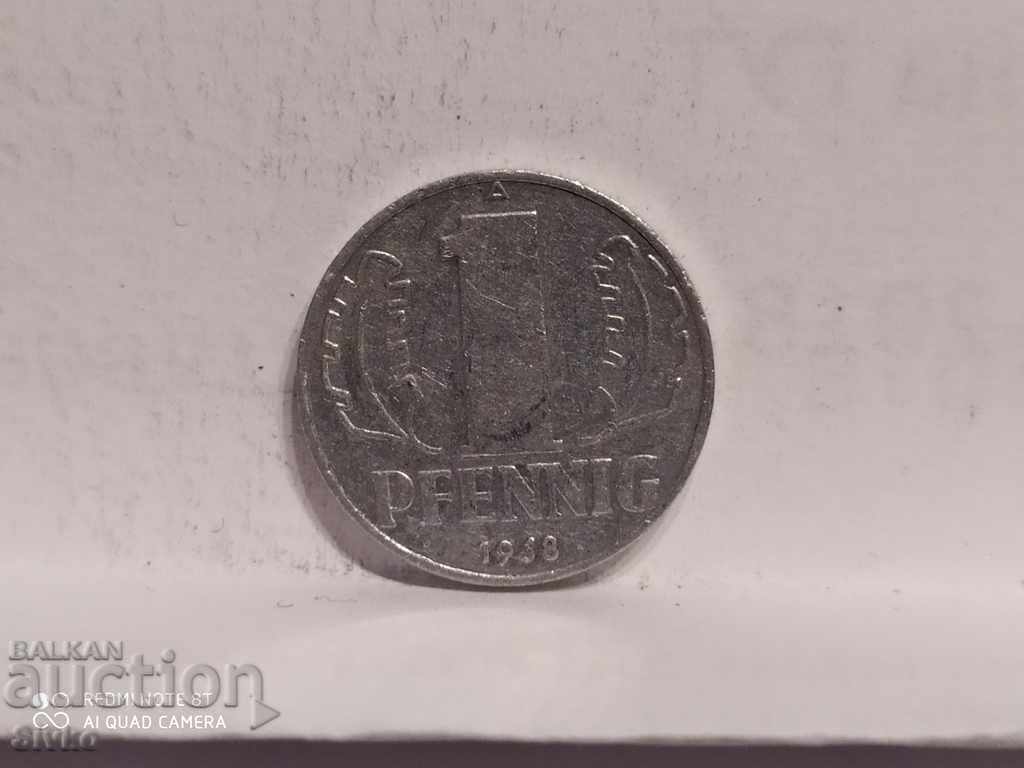 Монета Германия 1 пфениг 1968 - 2