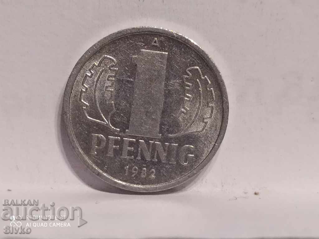 Монета Германия 1 пфениг 1982 - 1