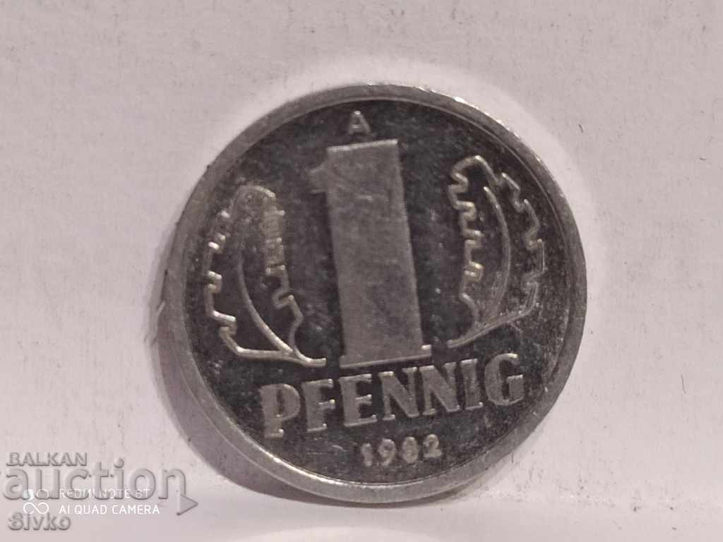 Монета Германия 1 пфениг 1982 - 2
