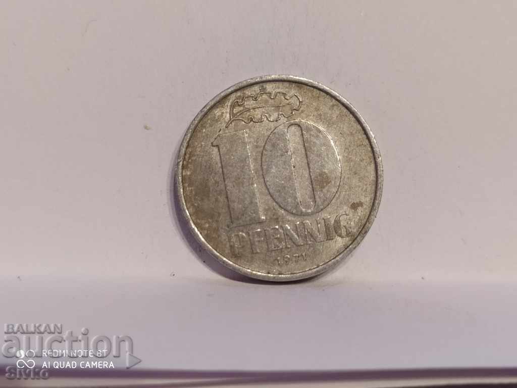 Monedă Germania 10 pfennig 1971