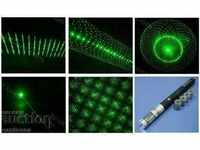 Зелен лазер 50mW с 5 дискотечни приставки