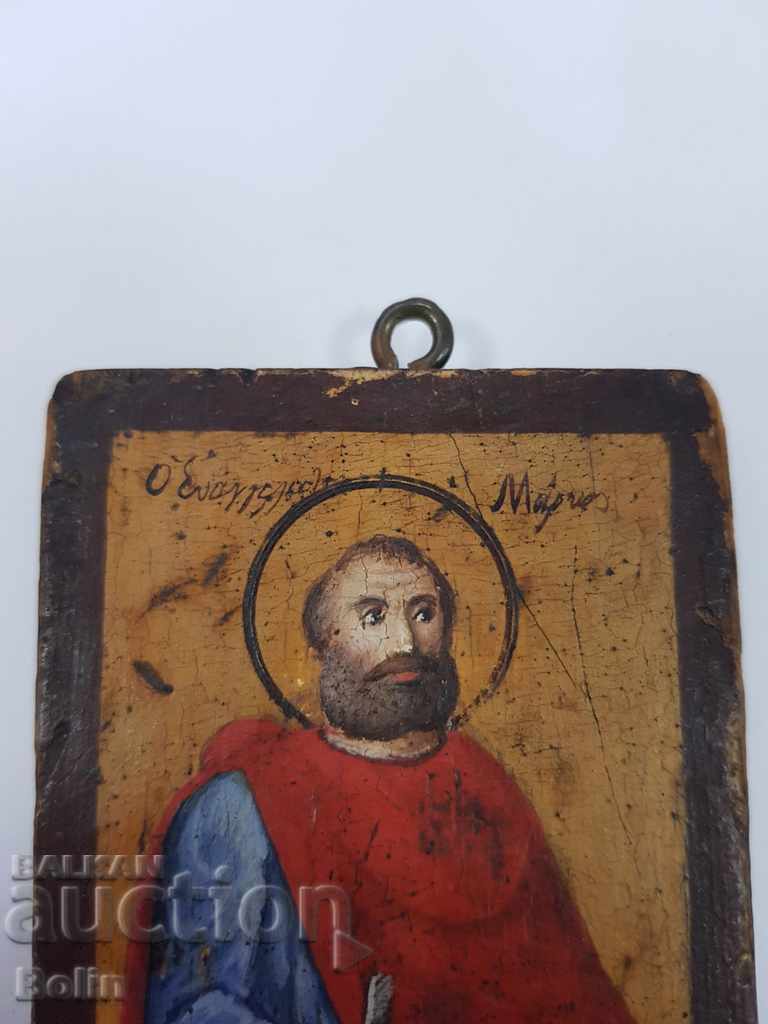 Rare Greek icon of St. Mark, 19th century with price 360.00 BGN | € 184.07