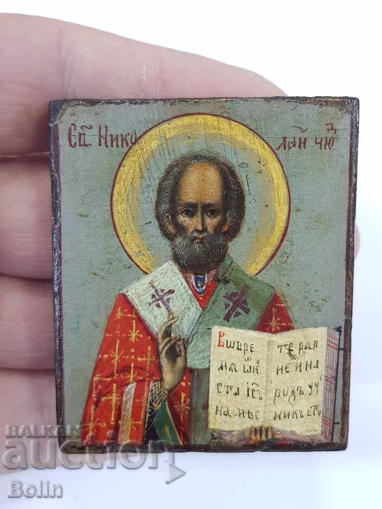 Аукцион Рядка руска икона Св. Николай Чудотворец 19 век