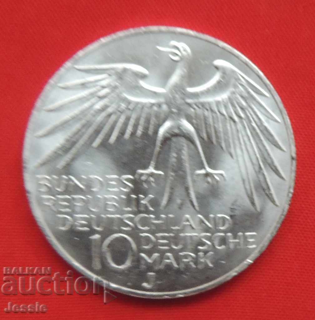 10 марки 1972 J Германия сребро UNC