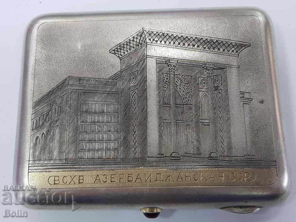 Ранна руска СССР сребърна табакера Азербайджан 875 пр.
