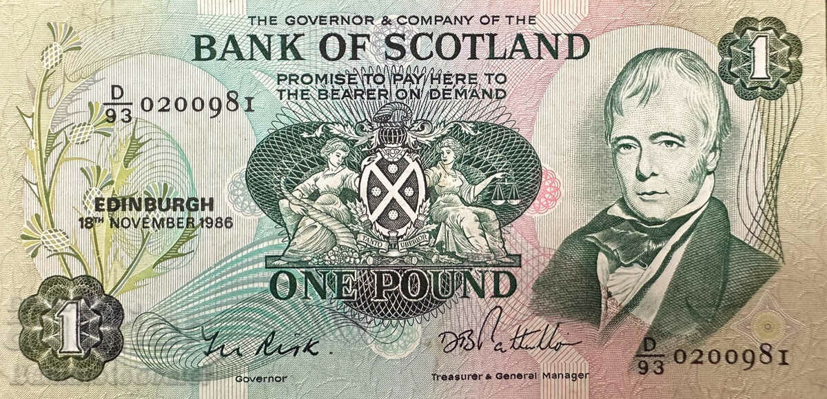 Scotland Bank of Scotland 1 Pound 1986 Pick 1111d Ref 0981