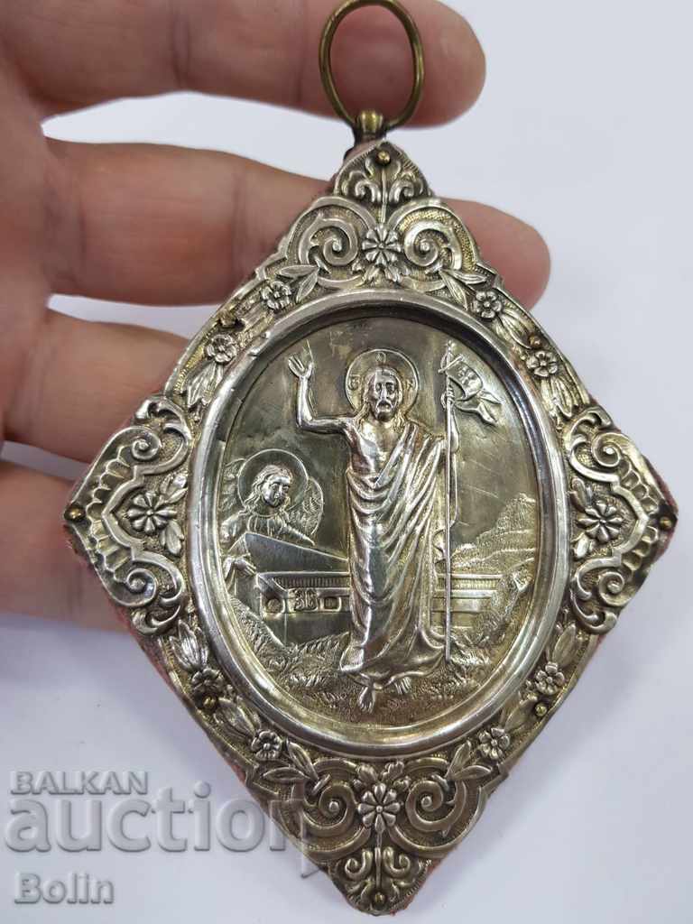 Рядка руска царска сребърна икона 84 пр. ЗС 19 век