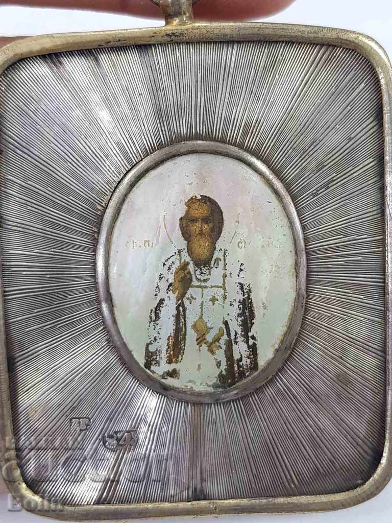 Σπάνια ρωσική αυτοκρατορική ασημένια εικόνα 84 π.Χ. Άγιος Σέργιος 19ος αιώνας με τιμή 450.00 BGN | € 230.08 Σπάνια ρωσική αυτοκρατορική ασημένια εικόνα 84 π.Χ. Άγιος Σέργιος 19ος αιώνας με τιμή 450.00 BGN | € 230.08