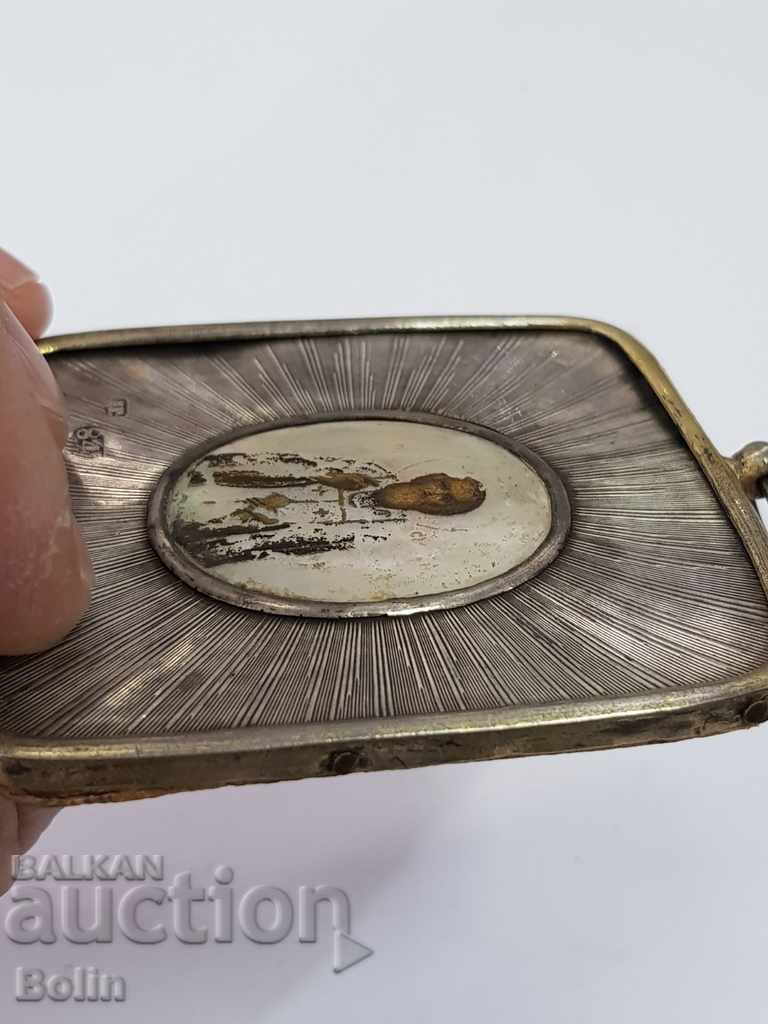 Σπάνια ρωσική αυτοκρατορική ασημένια εικόνα 84 π.Χ. Άγιος Σέργιος 19ος αιώνας - 7