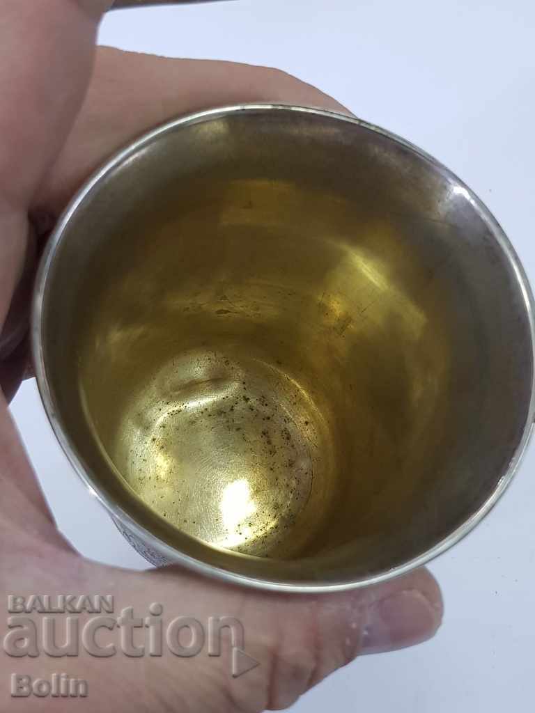 Auction Russian silver cup with gilding and enamel 84 years old 1857 Auction Russian silver cup with gilding and enamel 84 years old 1857
