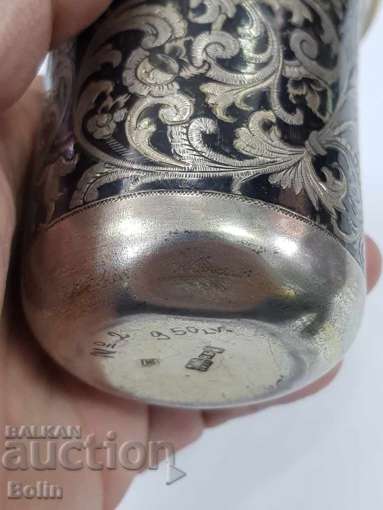 Delivery of Russian silver cup with gilding and enamel 84 years old 1857 Delivery of Russian silver cup with gilding and enamel 84 years old 1857