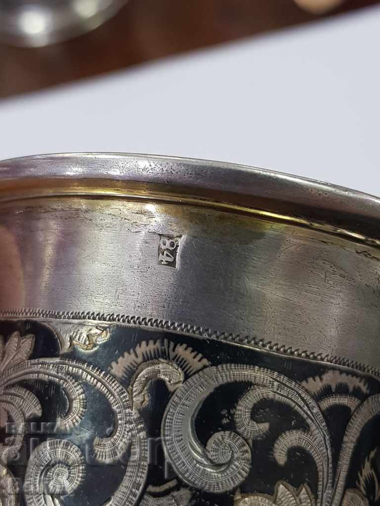 Russian silver cup with gilding and enamel 84 years old 1857 - 6 Russian silver cup with gilding and enamel 84 years old 1857 - 6