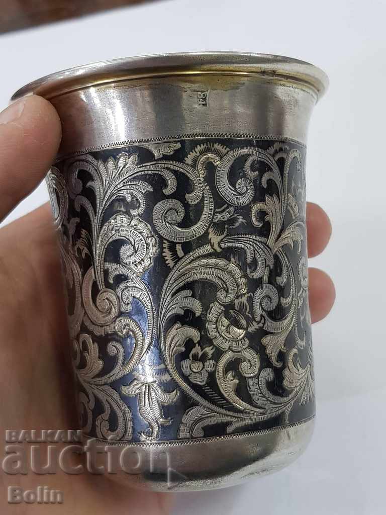 Russian silver cup with gilding and enamel 84 years old 1857 - 7 Russian silver cup with gilding and enamel 84 years old 1857 - 7
