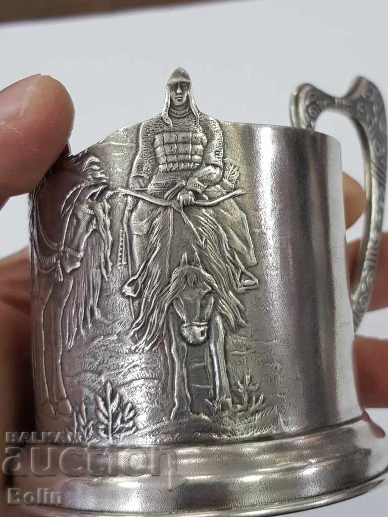 Auction Collectible Russian silver goblet with heroes Auction Collectible Russian silver goblet with heroes