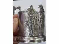 Collectible Russian silver goblet with heroes