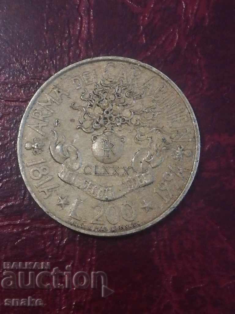 Italy 200 pounds 1994 Anniversary