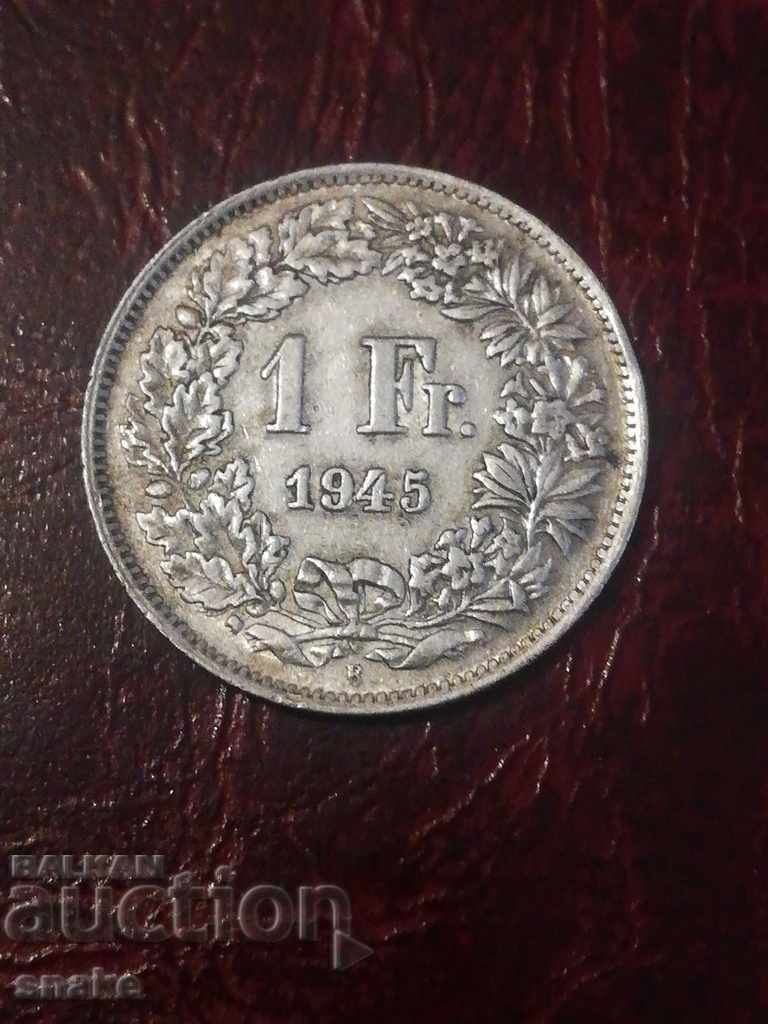 Switzerland 1 franc 1945 Silver