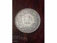 Швейцария 1 франк 1945г. Сребро