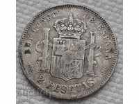 2 pesete 1882. Spania. # 4