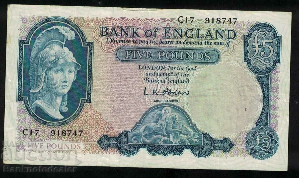 England 5 Pounds 1957-61 Pick 371a O'Brien. Ref CI7 918747