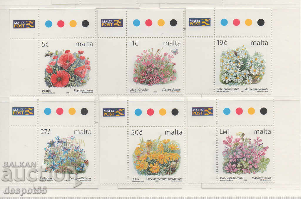 2001. Μάλτα. Πανίδα - λουλούδια της Μάλτας.