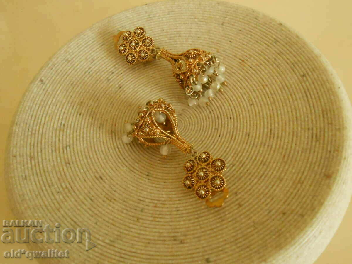 Old silver EARRINGS with unique gilding - 5 Old silver EARRINGS with unique gilding - 5