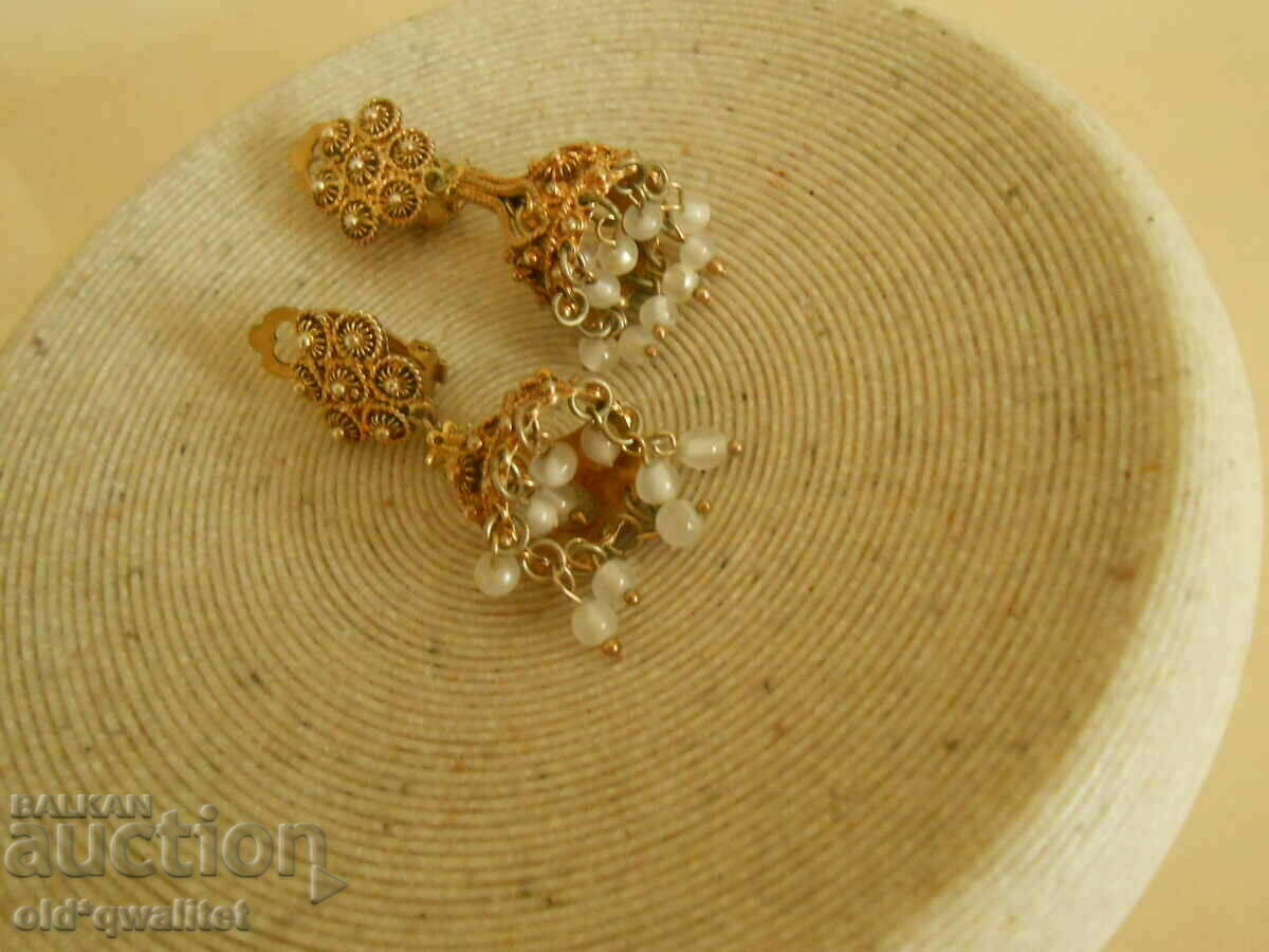 Old silver EARRINGS with unique gilding - 6 Old silver EARRINGS with unique gilding - 6