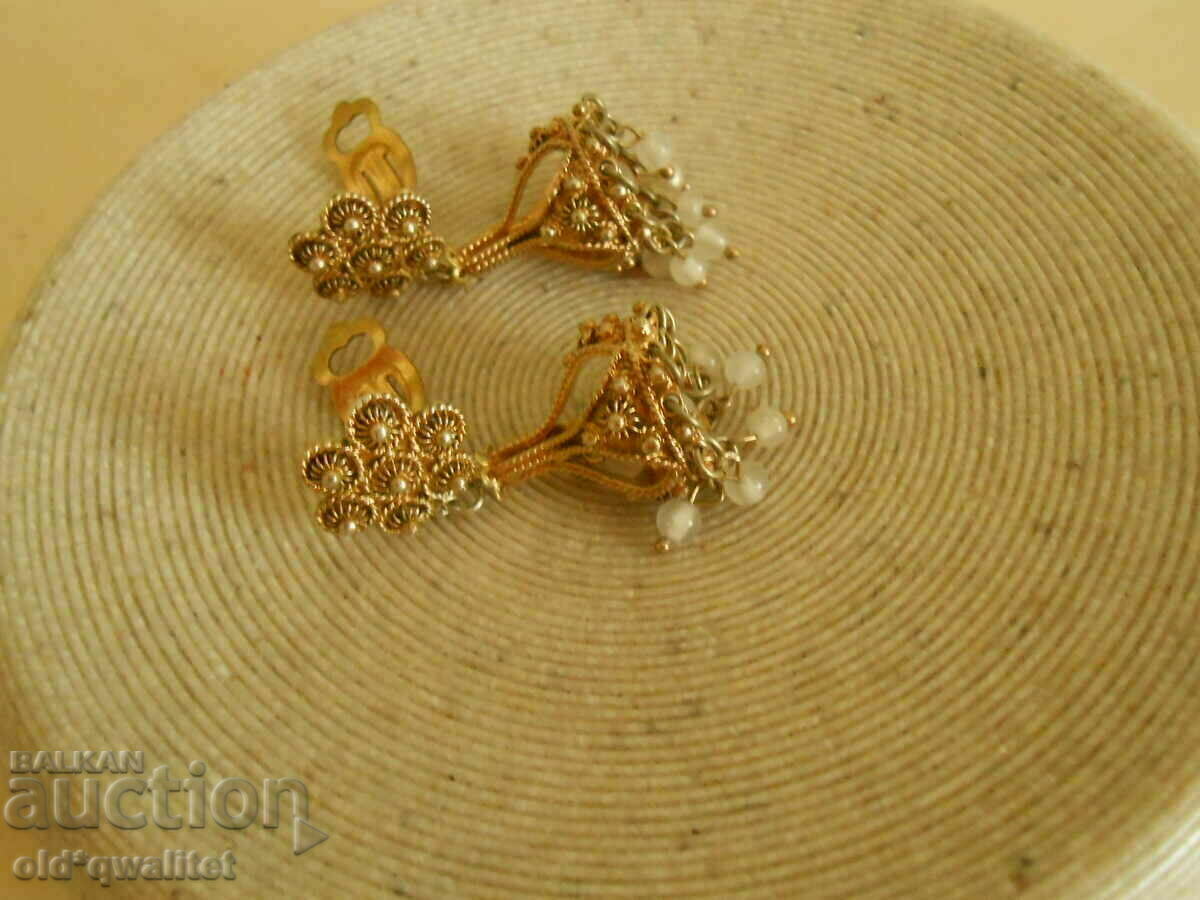 Old silver EARRINGS with unique gilding - 7 Old silver EARRINGS with unique gilding - 7