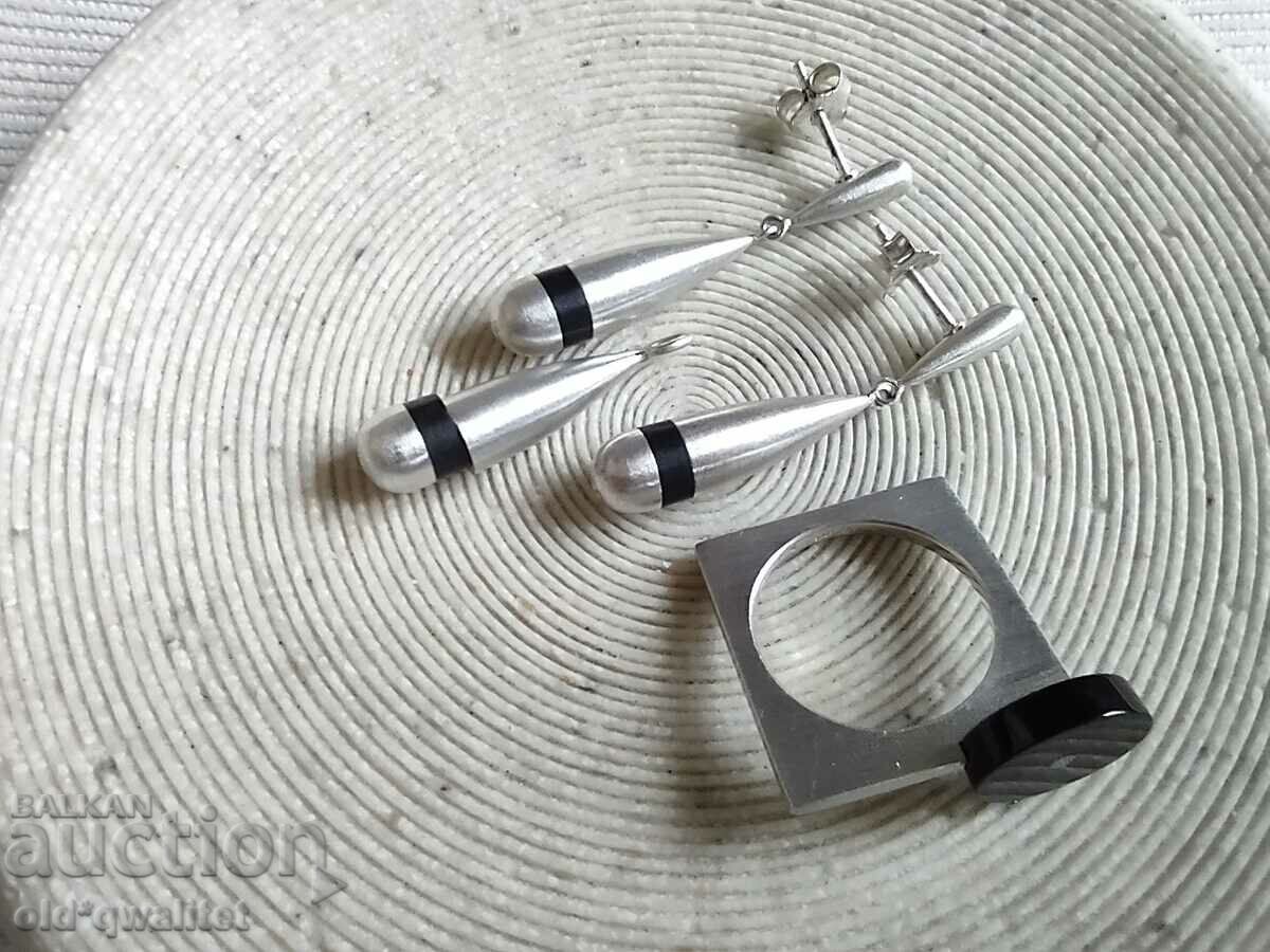 Earrings and Ring Set, 925 Silver, designer with price 197.00 BGN | € 100.72 Earrings and Ring Set, 925 Silver, designer with price 197.00 BGN | € 100.72