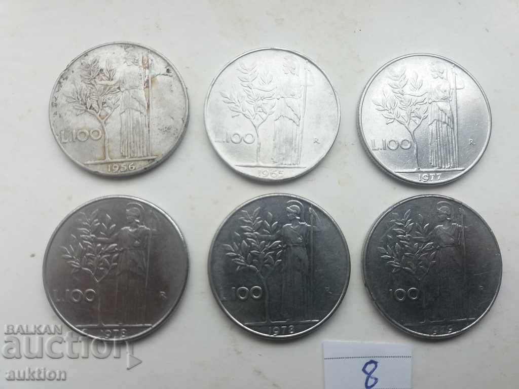 COLLECTION OF 6 PIECES OF £ 100 - ITALY - DIFFERENT YEARS with price 4.49 BGN | € 2.30 COLLECTION OF 6 PIECES OF £ 100 - ITALY - DIFFERENT YEARS with price 4.49 BGN | € 2.30