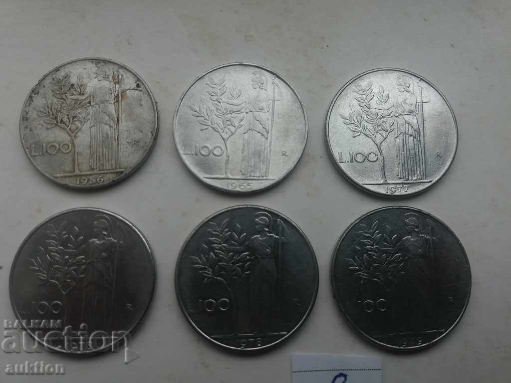 Auction COLLECTION OF 6 PIECES OF £ 100 - ITALY - DIFFERENT YEARS Auction COLLECTION OF 6 PIECES OF £ 100 - ITALY - DIFFERENT YEARS