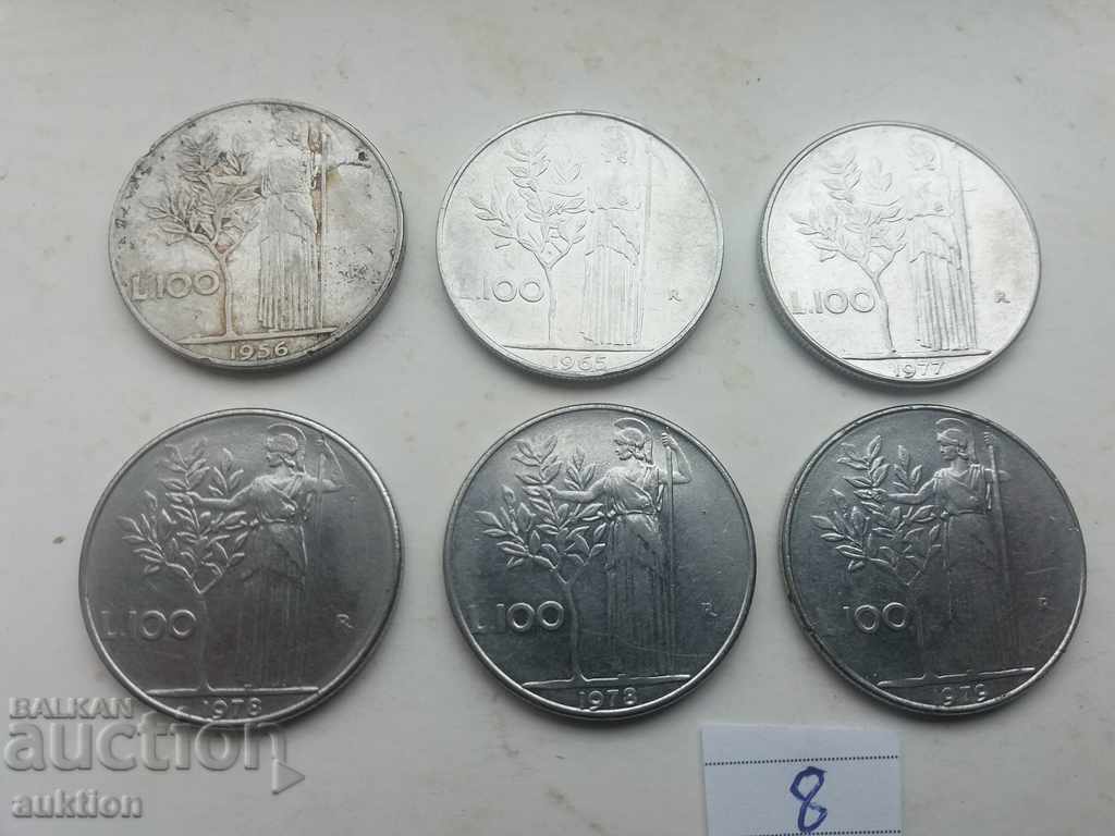 Delivery of COLLECTION OF 6 PIECES OF £ 100 - ITALY - DIFFERENT YEARS Delivery of COLLECTION OF 6 PIECES OF £ 100 - ITALY - DIFFERENT YEARS