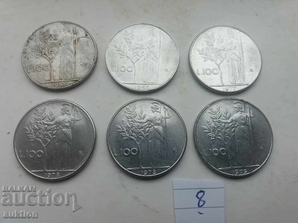 COLLECTION OF 6 PIECES OF £ 100 - ITALY - DIFFERENT YEARS - 5 COLLECTION OF 6 PIECES OF £ 100 - ITALY - DIFFERENT YEARS - 5