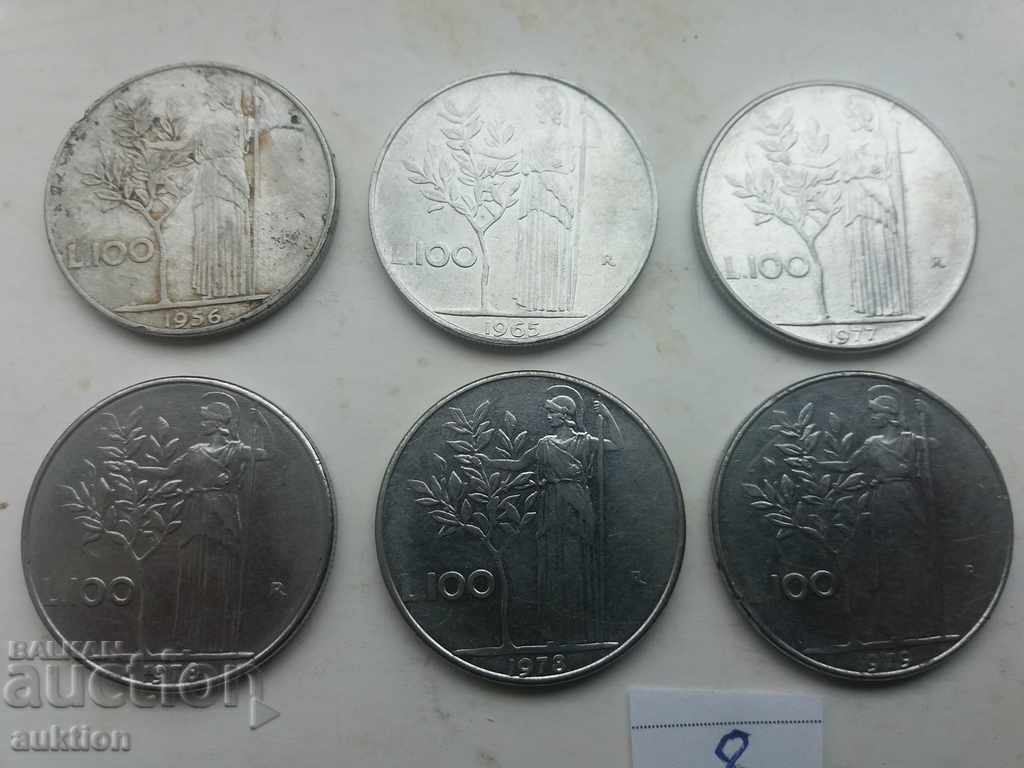 COLLECTION OF 6 PIECES OF £ 100 - ITALY - DIFFERENT YEARS