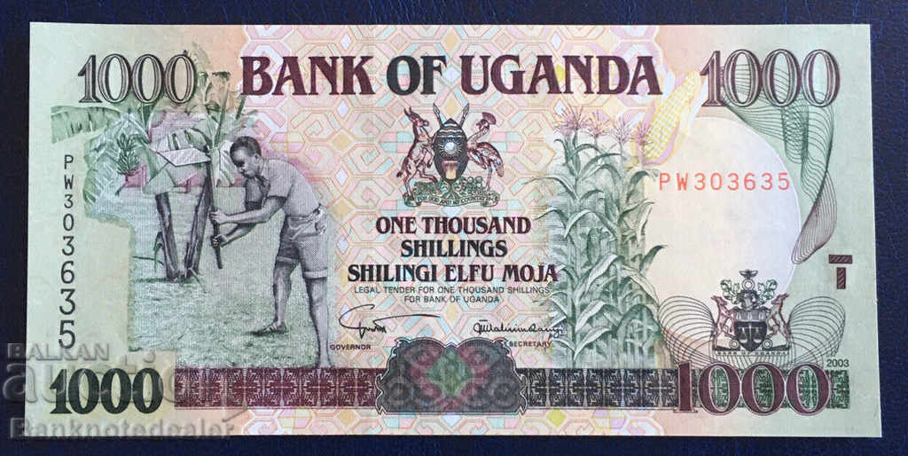 Uganda 1000 șilingi 2003 Pick 39b Ref 3635 Unc