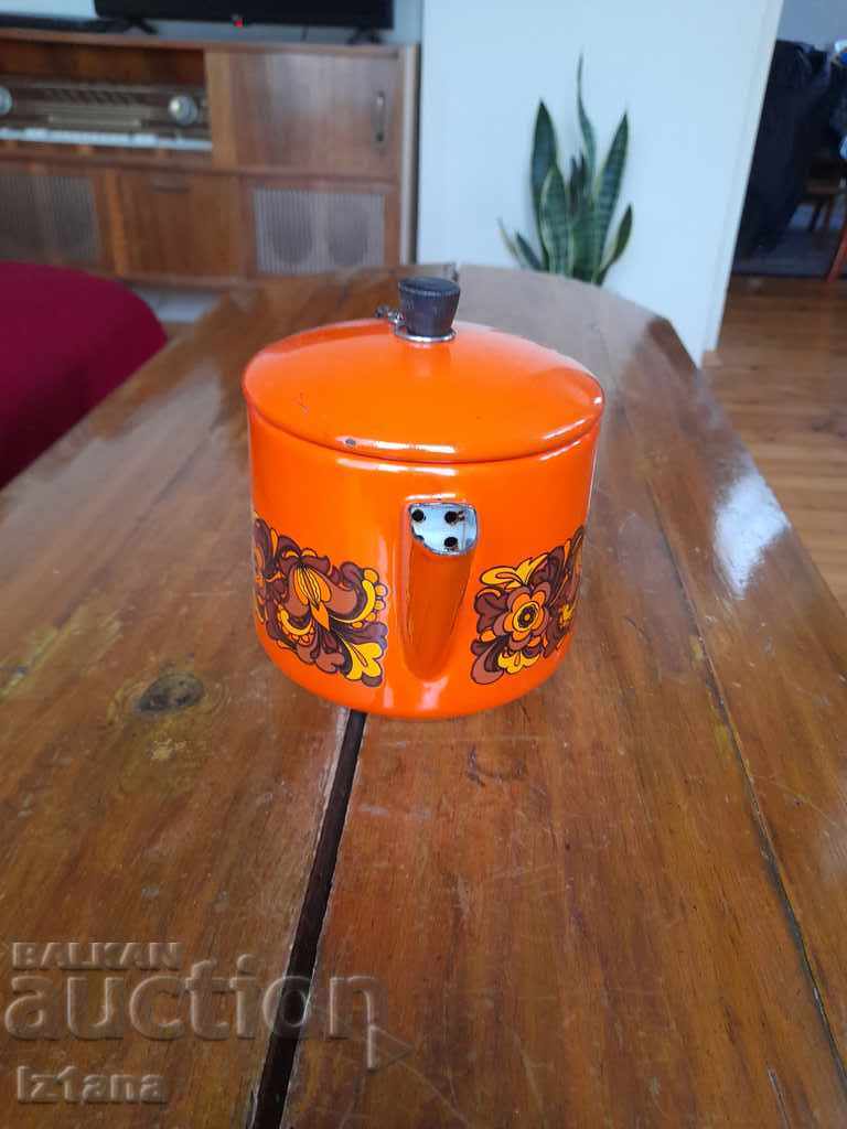 Old enamel teapot with price 38.00 BGN | € 19.43 Old enamel teapot with price 38.00 BGN | € 19.43
