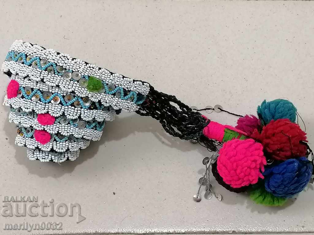 Auction Old handwoven belt with beads blue sash belt costume Auction Old handwoven belt with beads blue sash belt costume