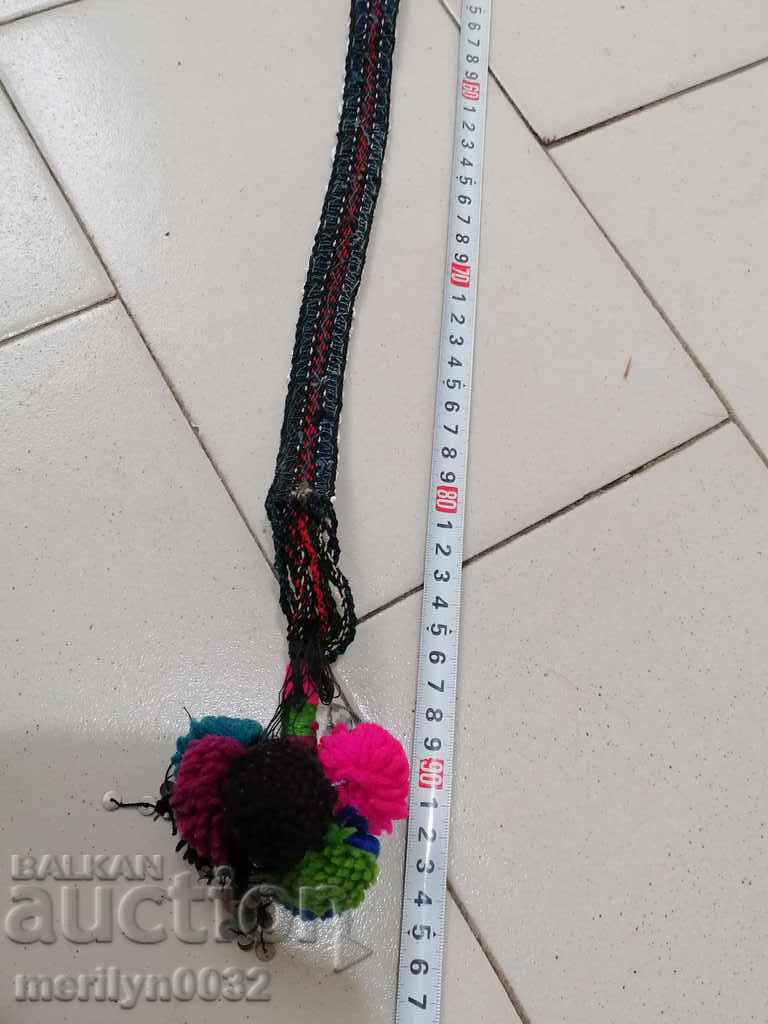 Old handwoven belt with beads blue sash belt costume - 6 Old handwoven belt with beads blue sash belt costume - 6