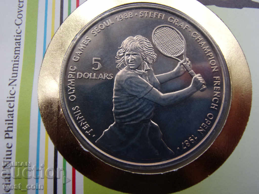 Нюе NUMISBRIEFE   5  Долара  1987  UNC Rare с цена € 7.67 | 15.00 лв.