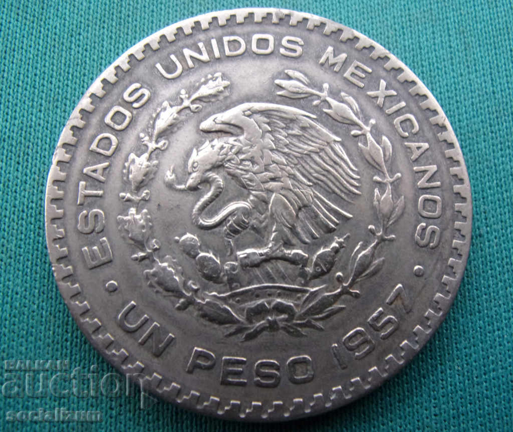 Mexic 1 Peso 1957 Monedă mare Argint Rare