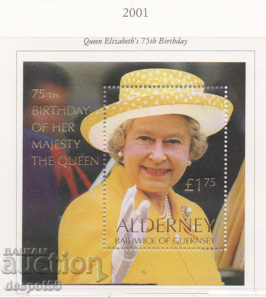2001. Alderney. 75 years since the birth of Queen Elizabeth II.