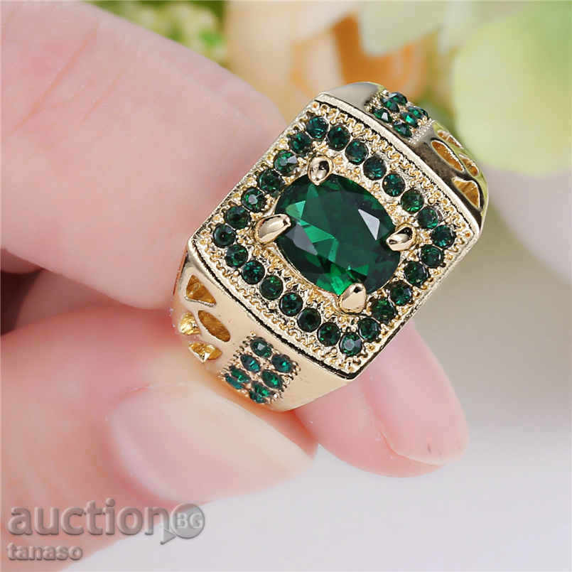 Ring No. 54 with Green Zircon and Yellow Rhodian Coat with price 25.00 BGN | € 12.78 Ring No. 54 with Green Zircon and Yellow Rhodian Coat with price 25.00 BGN | € 12.78
