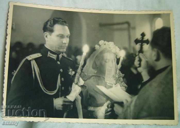 Old wedding photo soldier military officer uniform 1946