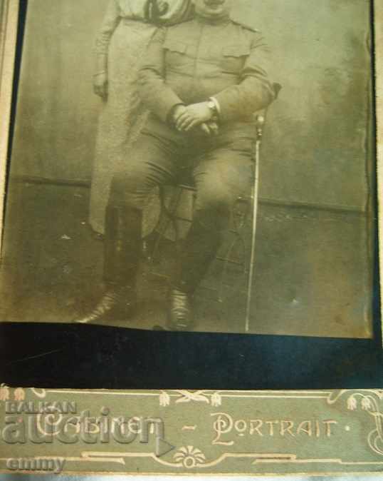 Auction Old photo thick cardboard soldier military officer with a sword Auction Old photo thick cardboard soldier military officer with a sword