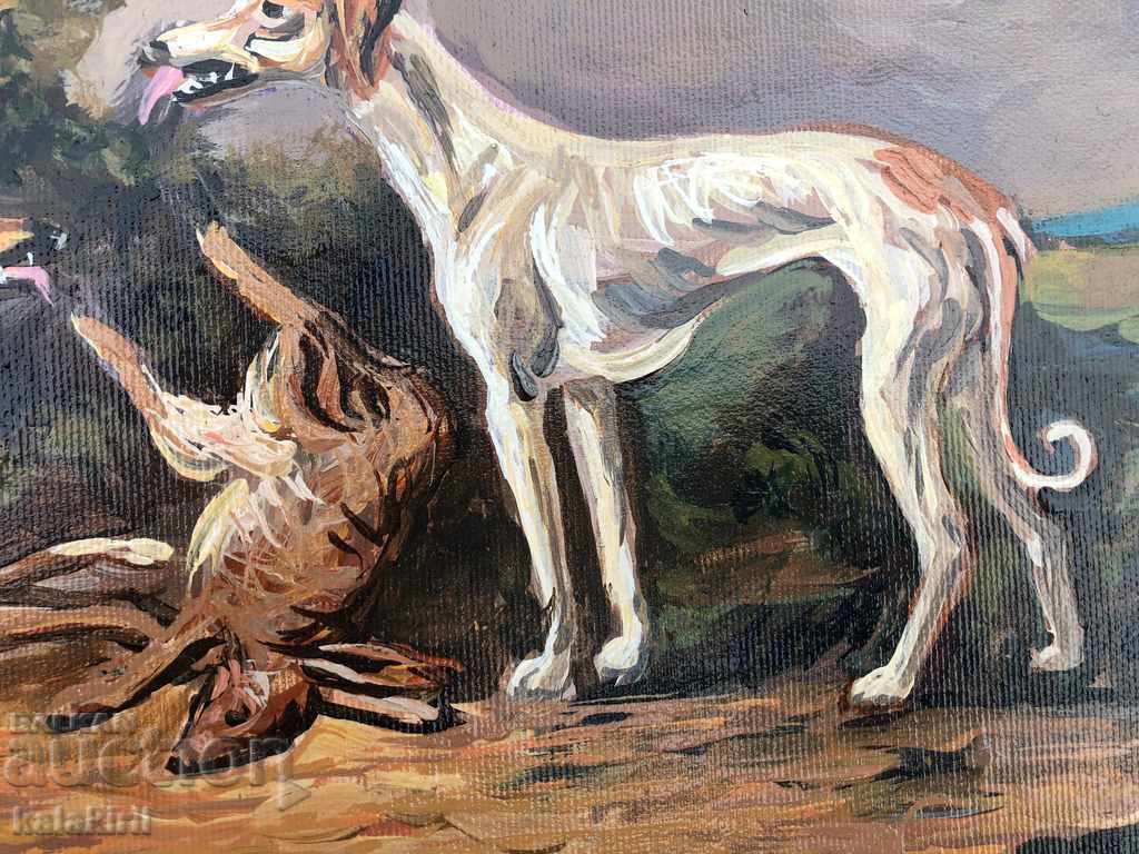 Аукцион “Ловна картина-хрътки и заек” Аукцион “Ловна картина-хрътки и заек”