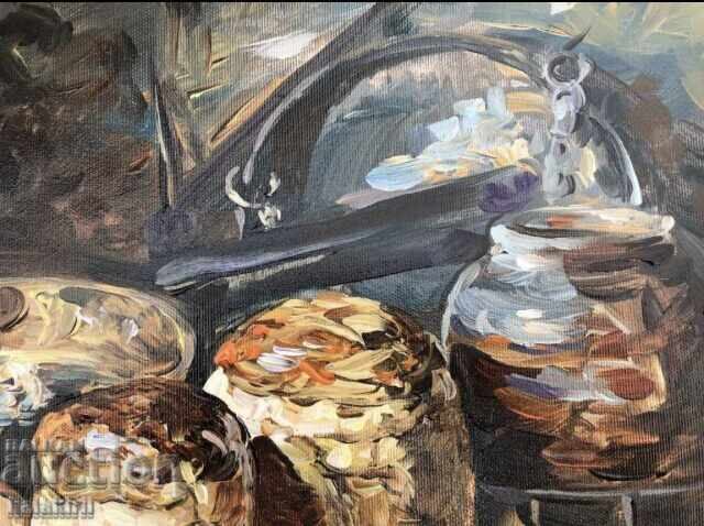 Delivery of Still life with bread and eggs