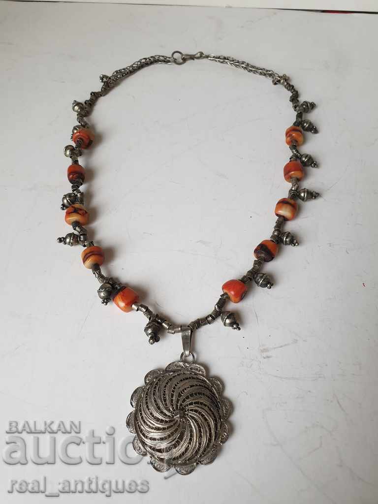 Unique old jewelry - silver and coral