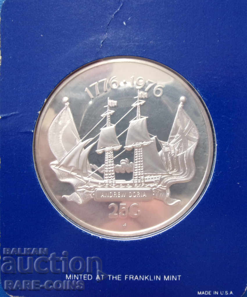 Licitație Antilele Olandeze 25 Florin 1976 UNC PROOF Original rar