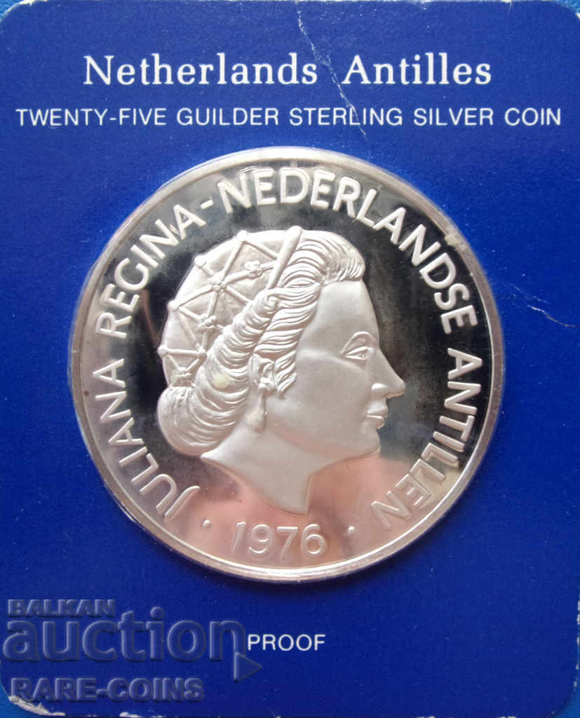 Livrarea Antilele Olandeze 25 Florin 1976 UNC PROOF Original rar